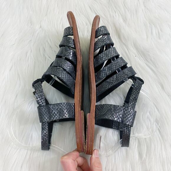 Hammitt Metallic Dark Silver Leather Studded Gladiator Sandals Women's Size 8 - Picture 6 of 10